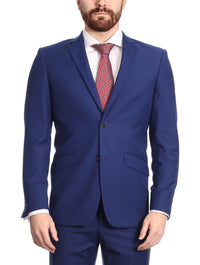 Thumbnail for Raphael Men's Solid French Blue Regular Classic Fit Two Button Formal Suit