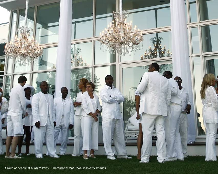 Group of people at a White Party - Photograph: Mat Szwajkos/Getty Images