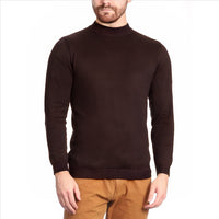 Thumbnail for Arthur Black Men's Solid Brown Pullover Cotton Blend Mock Neck Sweater Shirt