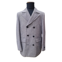 Thumbnail for Belluci Men's Blue Houndstooth Check Wool Coat