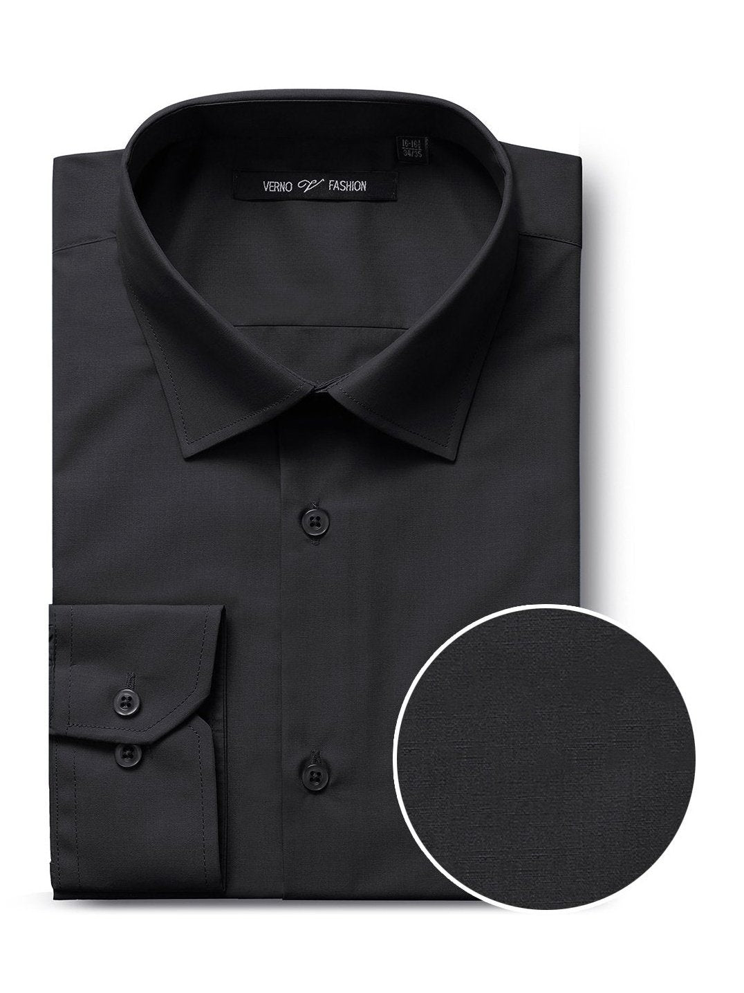 Camisa de vestir con cuello extendido y manga larga de ajuste clásico para hombre