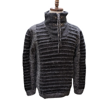 Thumbnail for Young Republic Mens Black & White Cotton Blend Funnel Neck Sweater