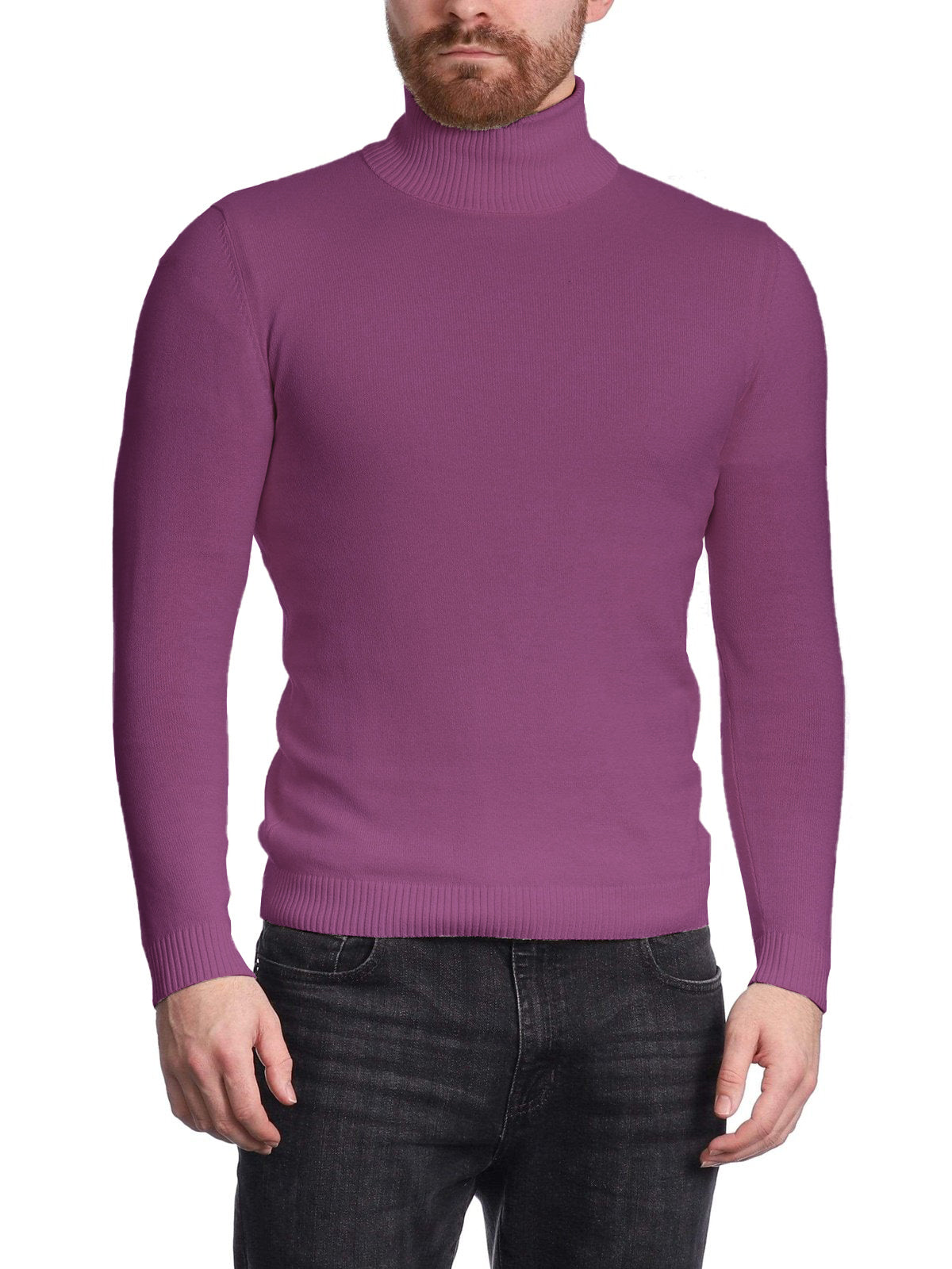 Arthur Black - Jersey de cuello alto para hombre, color morado liso