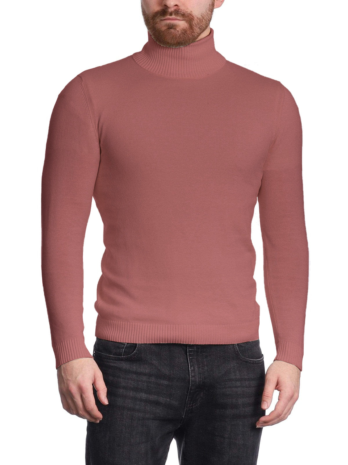 Arthur Black - Jersey de cuello alto para hombre, color rosa sólido