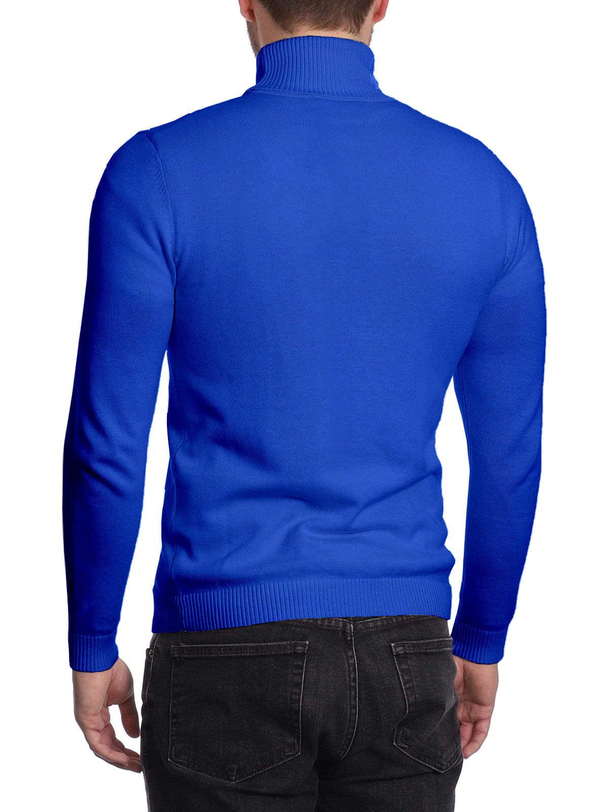 Arthur Black Men's Solid Royal Blue Pullover Cotton Blend Turtleneck Sweater