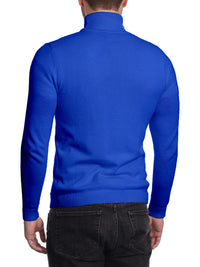 Thumbnail for Arthur Black Men's Solid Royal Blue Pullover Cotton Blend Turtleneck Sweater