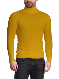 Thumbnail for Arthur Black Men's Solid Mustard Pullover Cotton Blend Turtleneck Sweater Shirt