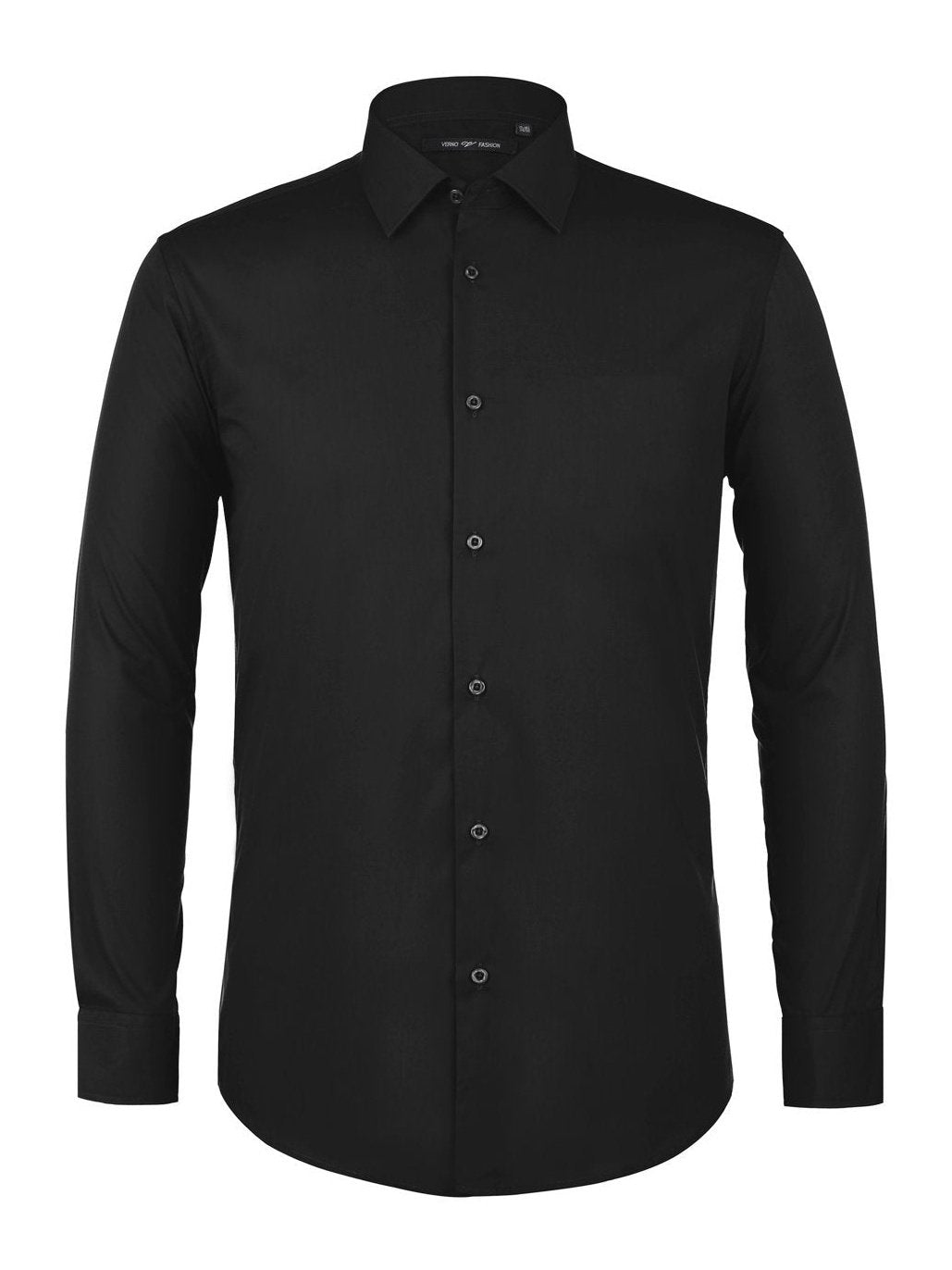 Camisa de vestir con cuello extendido y manga larga de ajuste clásico para hombre