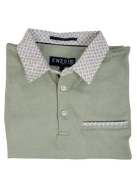 Thumbnail for Enzo Liberti Mens Solid Green 100% Cotton Short Sleeve Polo Shirt