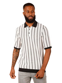 Thumbnail for Barabas Mens Black & White Short Sleeve Knit Polo Shirt