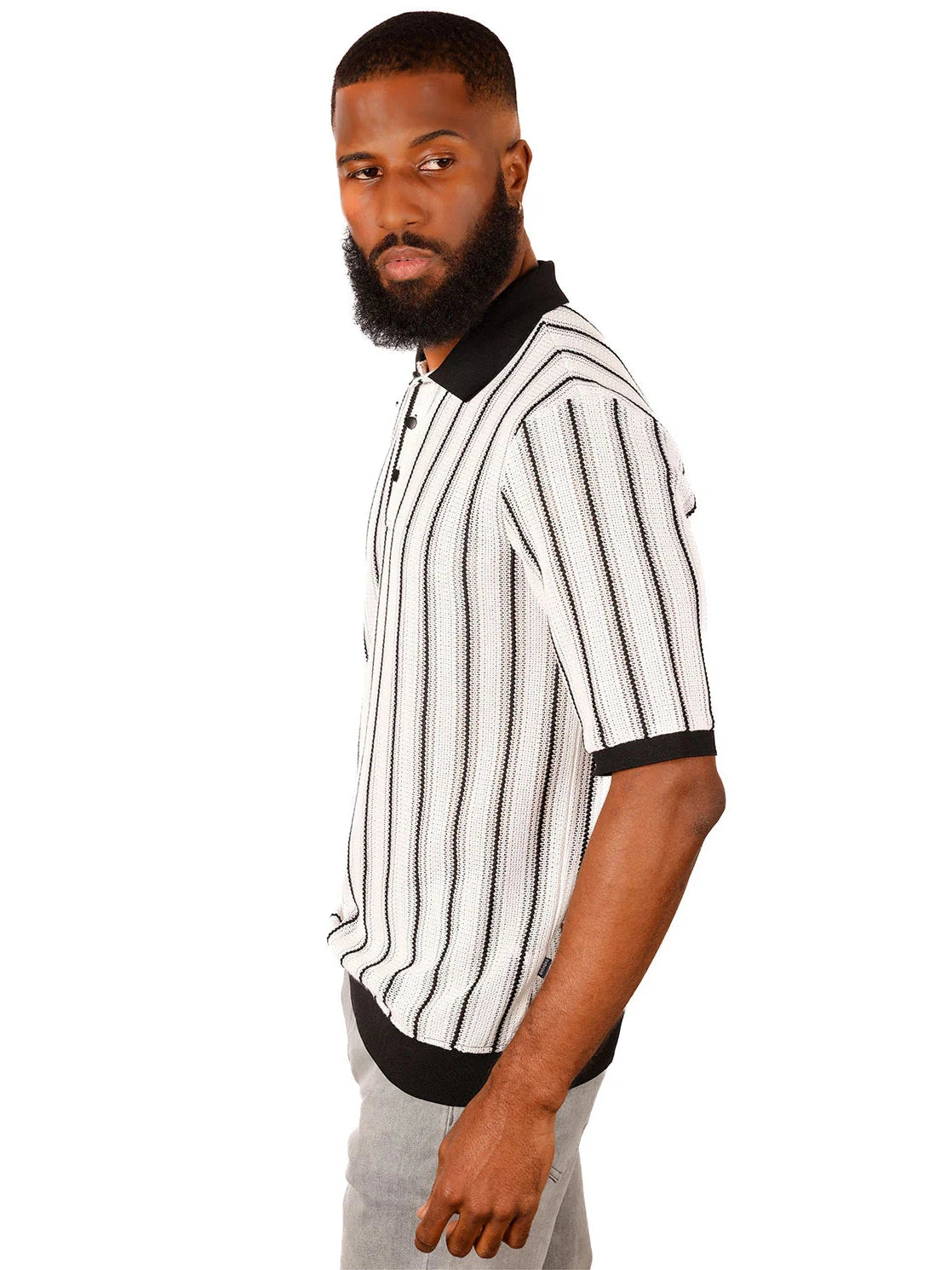 Barabas Mens Black & White Short Sleeve Knit Polo Shirt