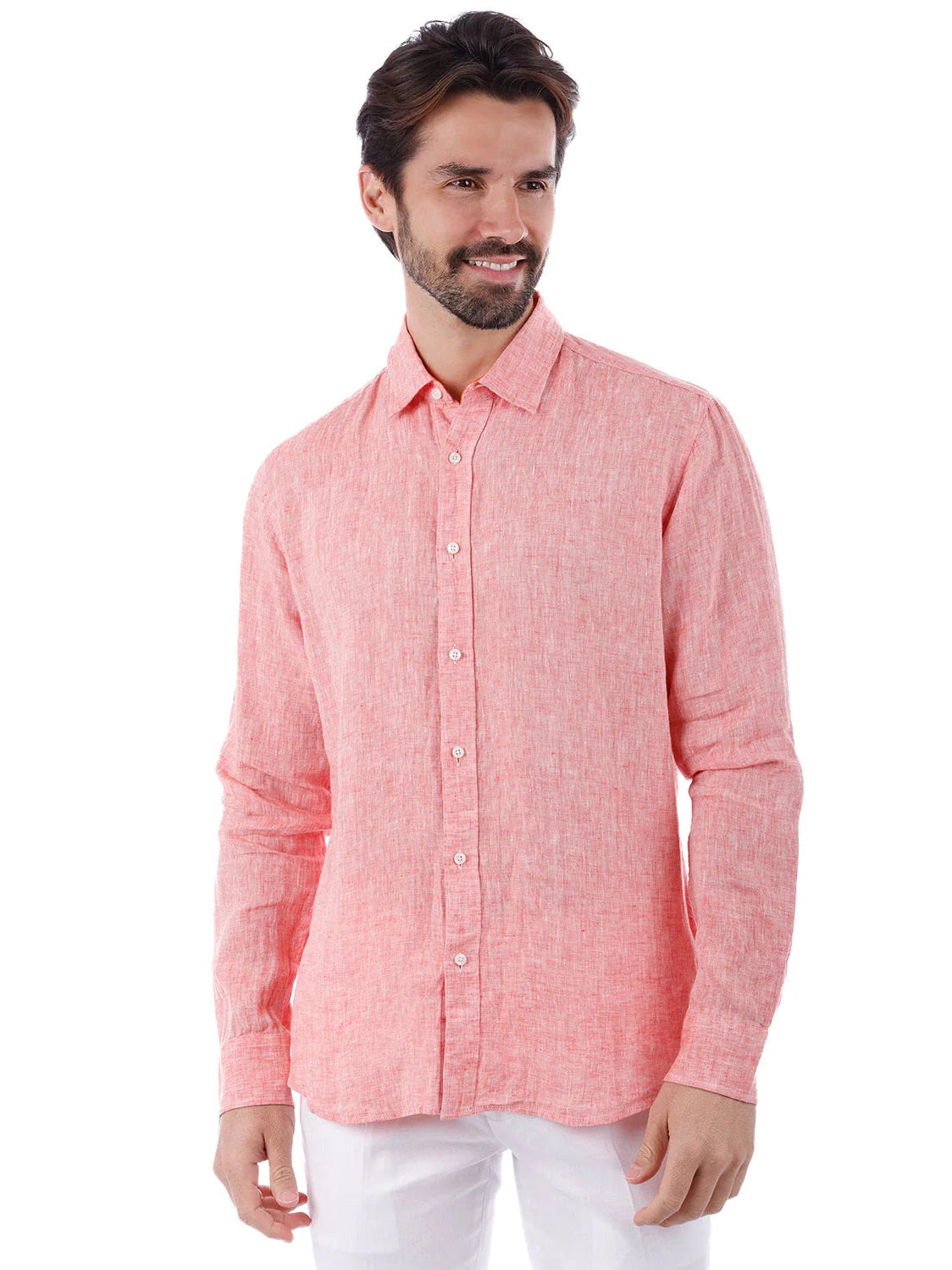 Barabas Mens Peach Point Collar 100% Linen Casual Shirt