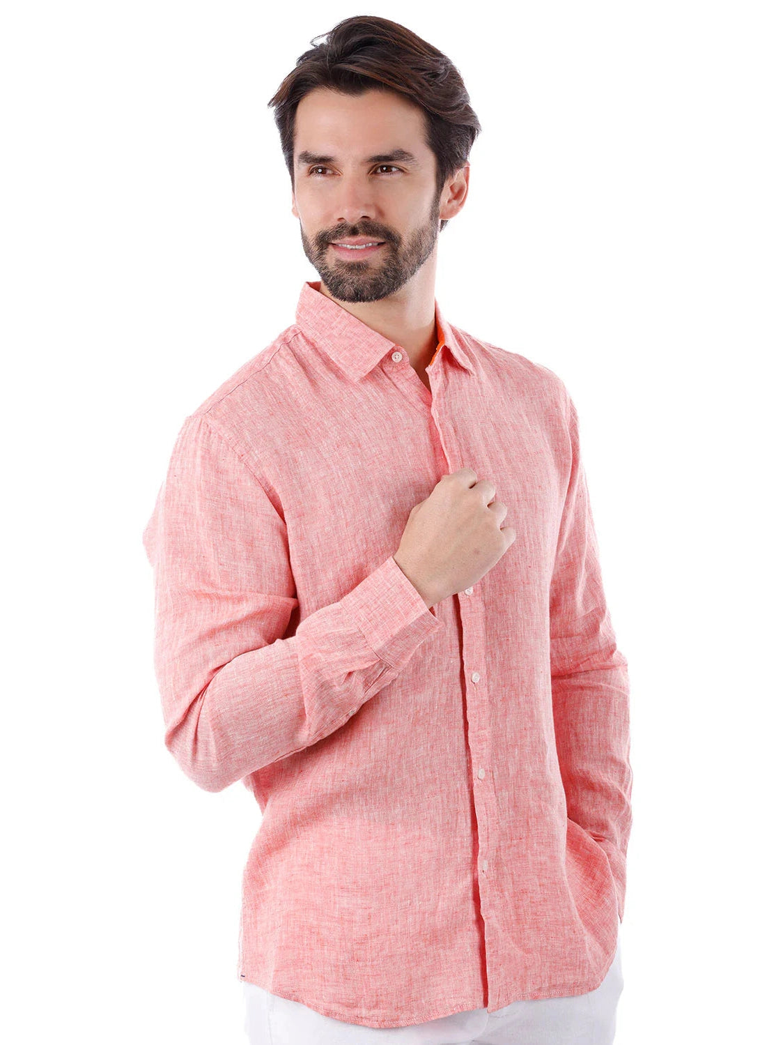 Barabas Mens Peach Point Collar 100% Linen Casual Shirt