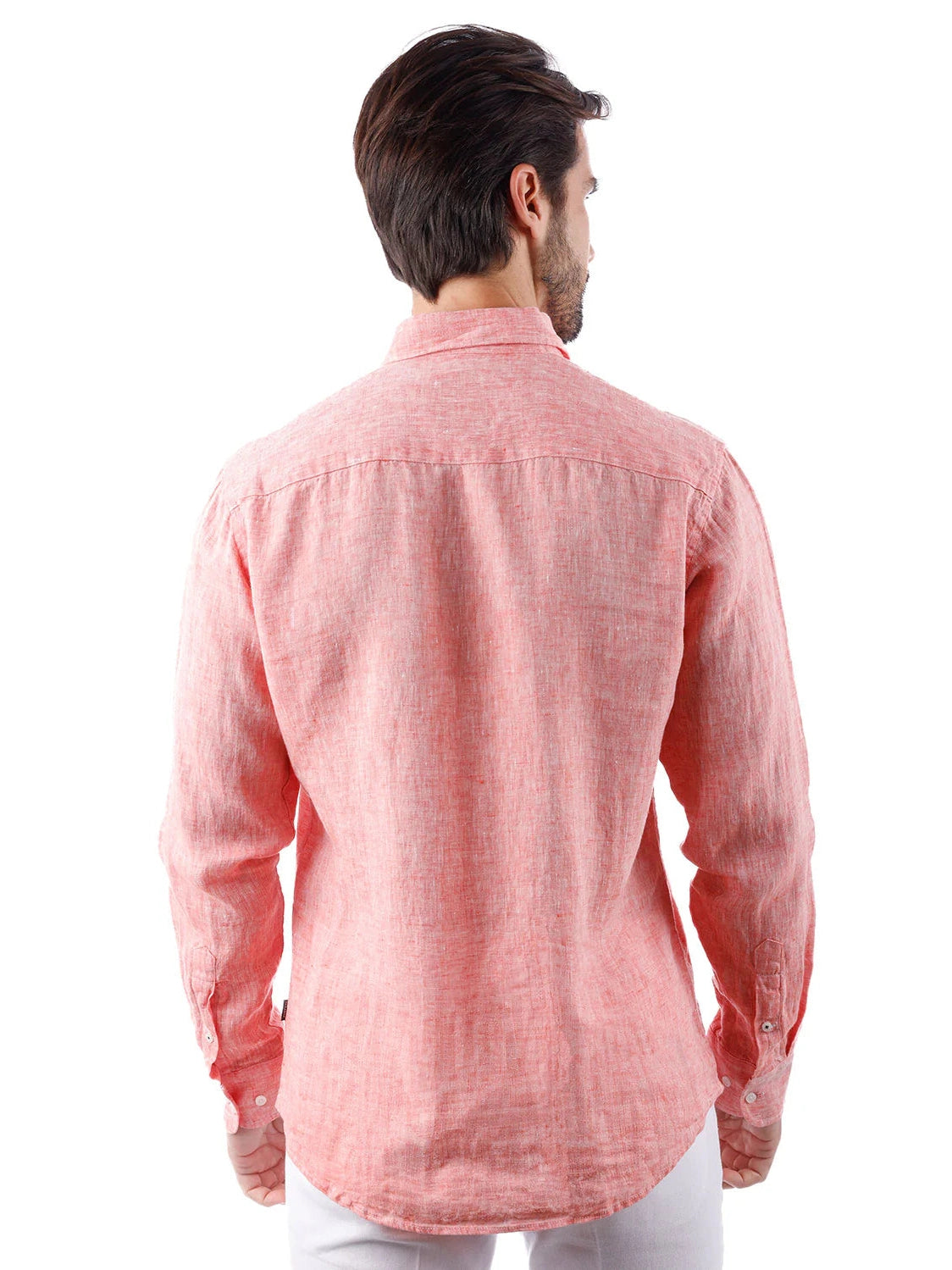 Barabas Mens Peach Point Collar 100% Linen Casual Shirt