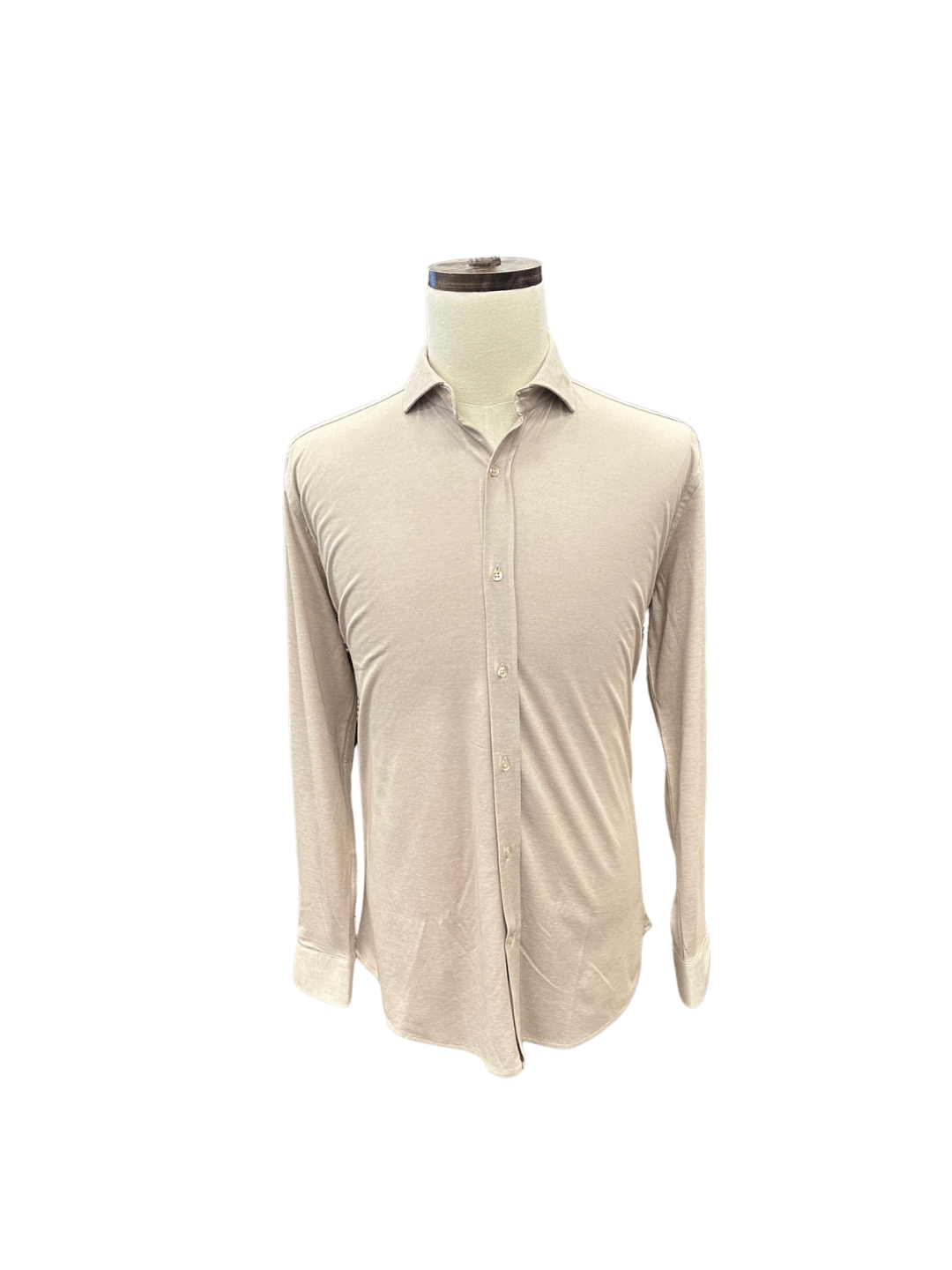 Enzo Liberti Mens Beige Modern Fit 100% Cotton Jersey Dress Shirt