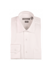 Thumbnail for Men's Classic Fit Solid Off White Spread Collar Wrinkle Free 100% Cotton Dress Shirt