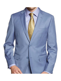 Thumbnail for Mens Solid Light Blue 100% Wool 2 Button 2 Piece Regular Fit Suit