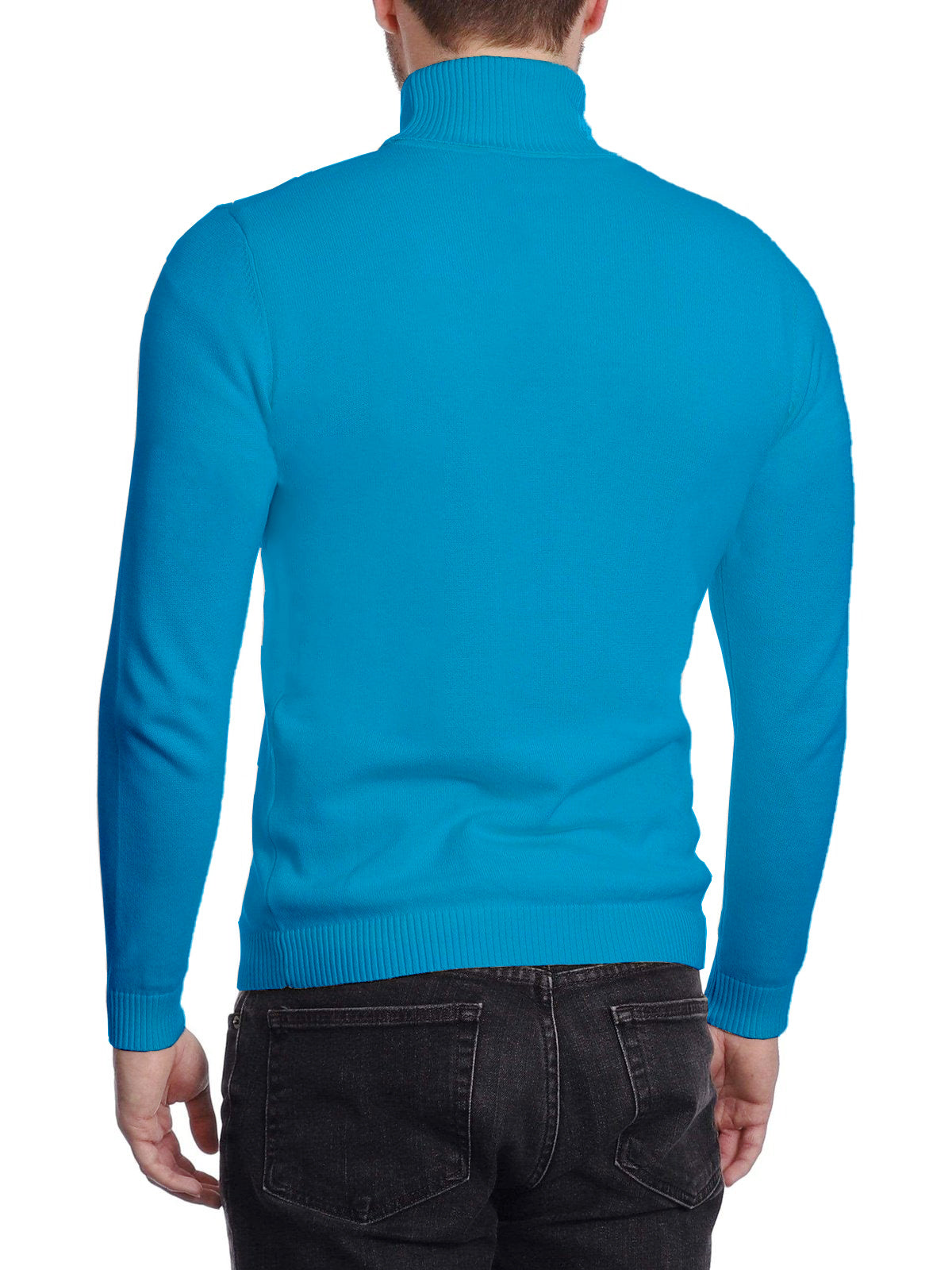 Arthur Black - Jersey de cuello alto para hombre, color azul caribeño, mezcla de algodón