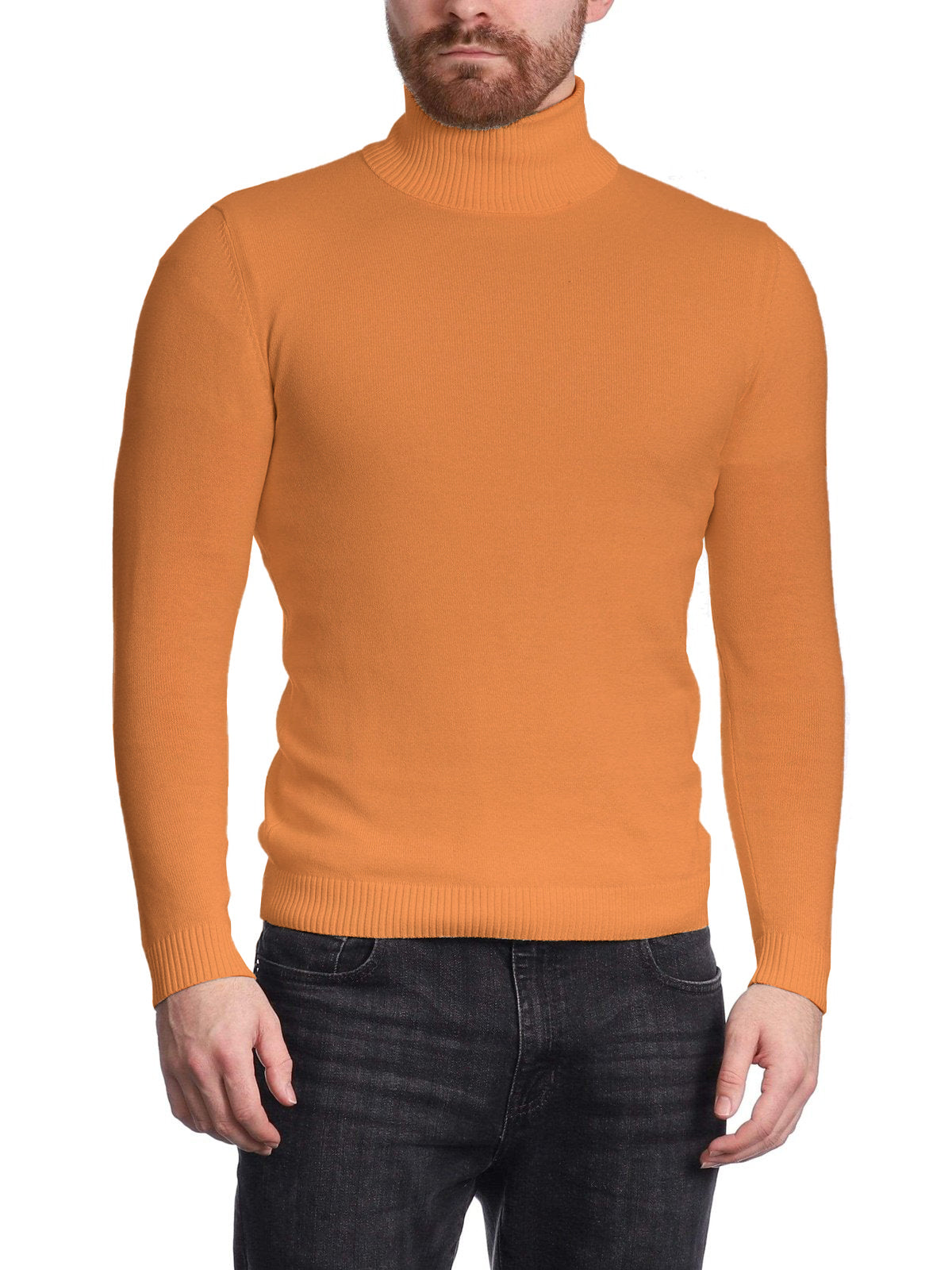 Arthur Black Men's Solid Copper Orange Pullover Cotton Blend Turtleneck Sweater Shirt