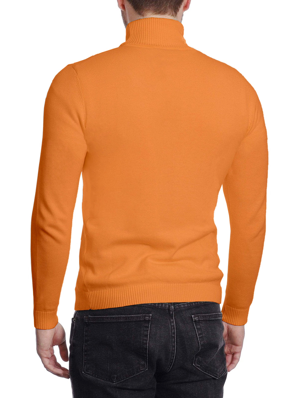 Arthur Black - Jersey de cuello alto para hombre, color naranja cobre sólido