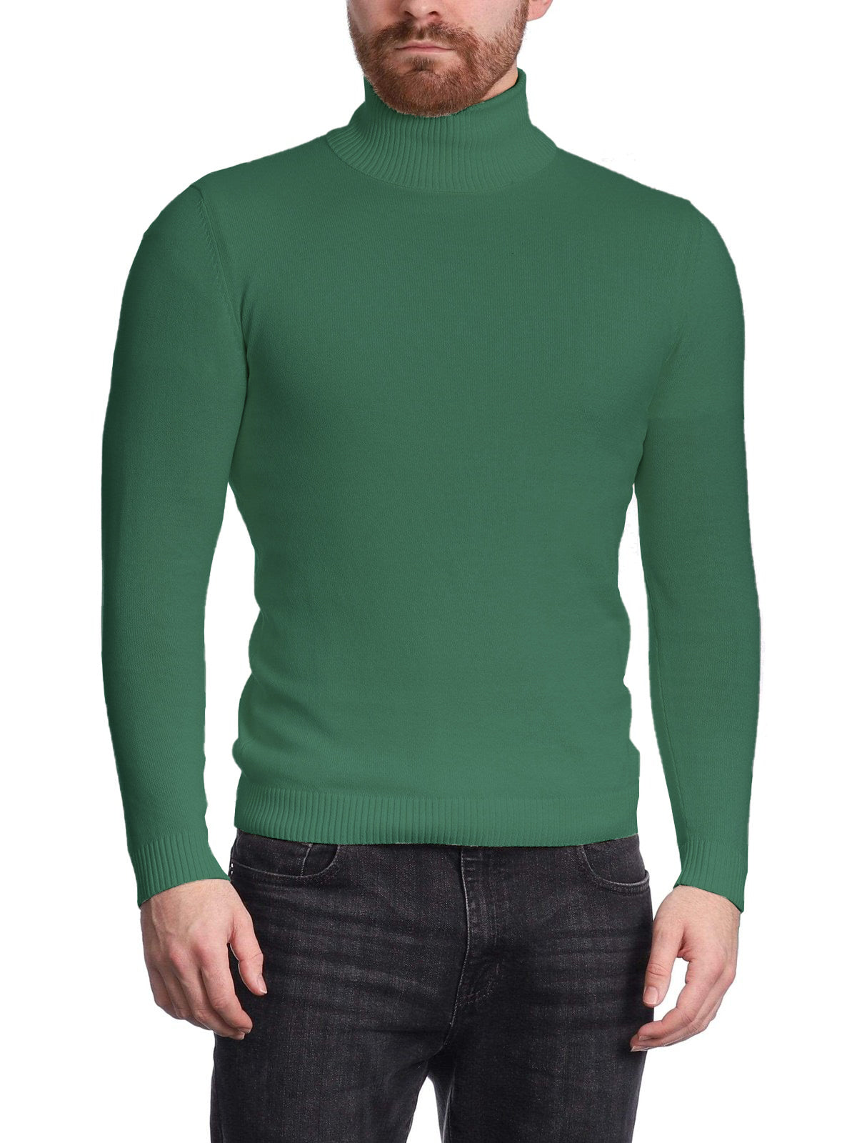 Arthur Black - Jersey de cuello alto para hombre, color verde cazador, mezcla de algodón