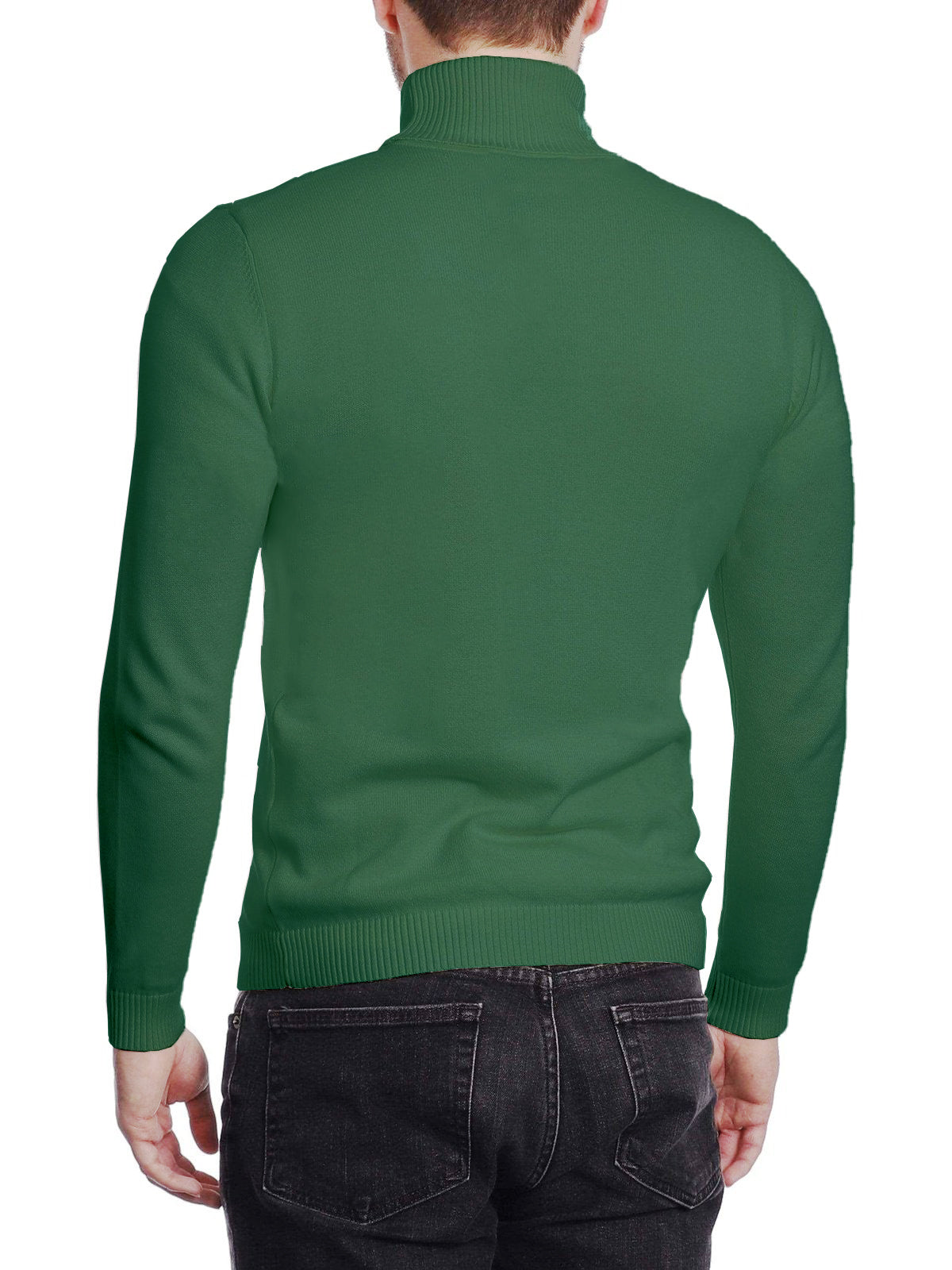 Arthur Black - Jersey de cuello alto para hombre, color verde cazador, mezcla de algodón