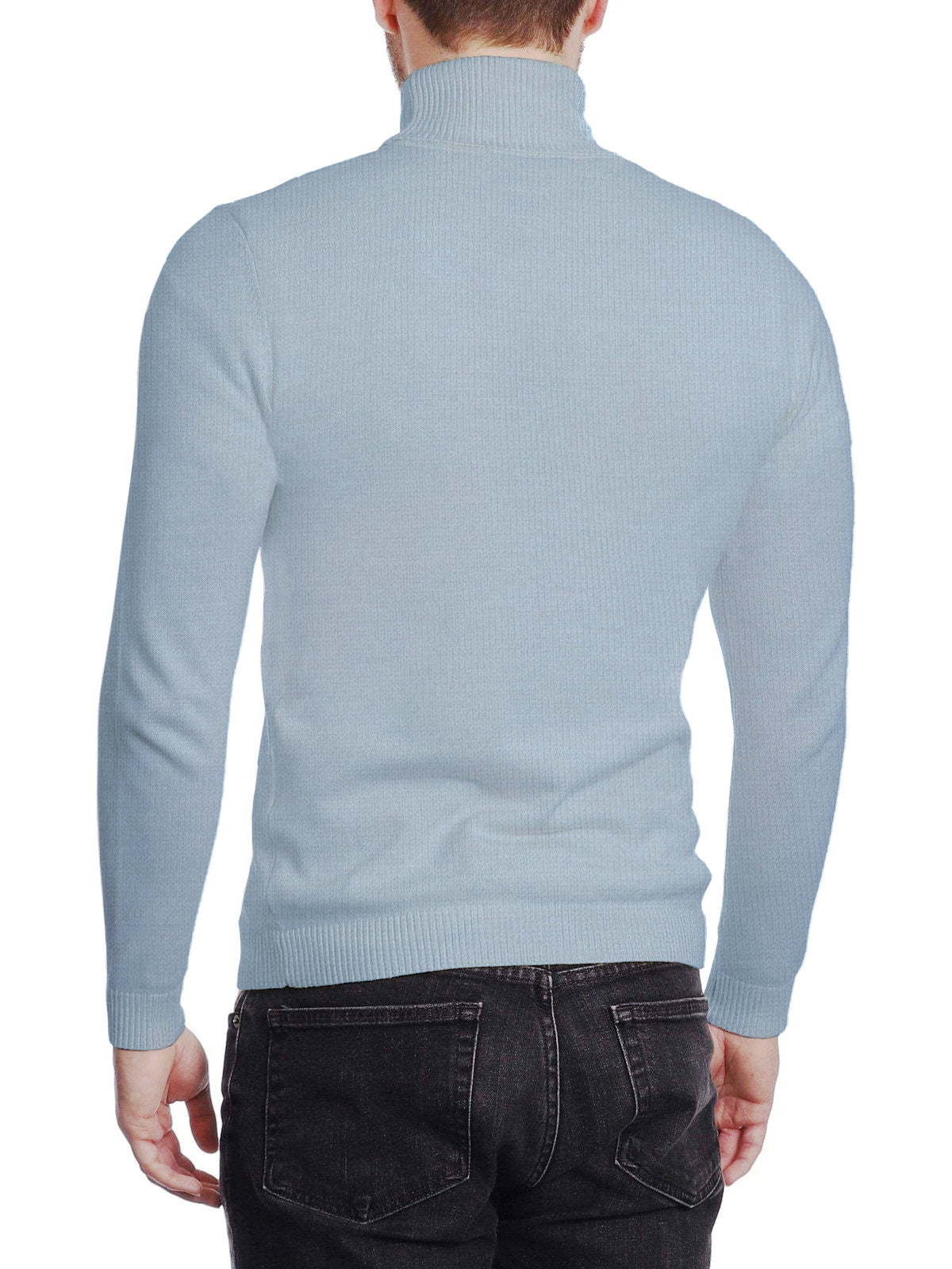 Arthur Black Men's Solid Light Blue Pullover Cotton Blend Turtleneck Sweater