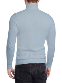 Thumbnail for Arthur Black Men's Solid Light Blue Pullover Cotton Blend Turtleneck Sweater