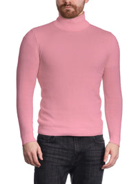 Thumbnail for Arthur Black Men's Solid Pink Pullover Cotton Blend Turtleneck Sweater Shirt