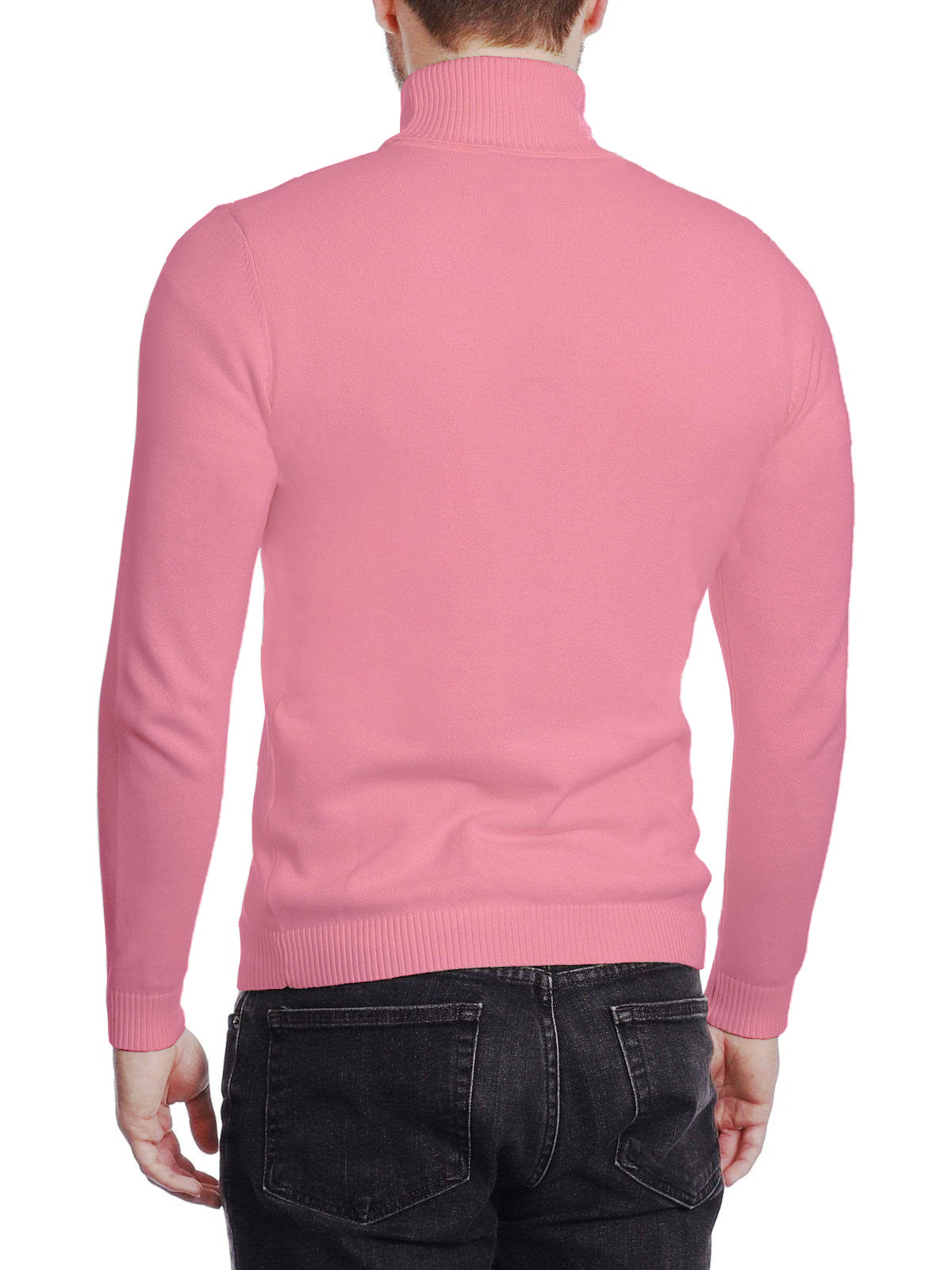 Arthur Black Men's Solid Pink Pullover Cotton Blend Turtleneck Sweater Shirt