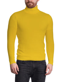 Thumbnail for Arthur Black Men's Solid Yellow Pullover Cotton Blend Turtleneck Sweater Shirt