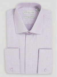 Thumbnail for Steven Land Mens Pink Slim Fit 100% Cotton Spread Collar French Cuff Dress Shirt