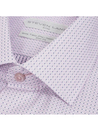 Thumbnail for Steven Land Mens Pink Slim Fit 100% Cotton Spread Collar French Cuff Dress Shirt