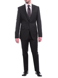 Thumbnail for Blujacket Mens Solid Black 100% Wool Trim Fit 2-Piece Suit