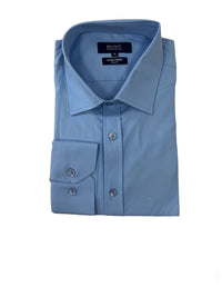 Thumbnail for Belfast Mens Classic Fit Solid Blue Cotton Blend Spread Collar Dress Shirt