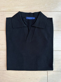 Thumbnail for P.S. Shirts Mens Solid Black Cotton Silk Blend Short Sleeve Polo Casual Shirt