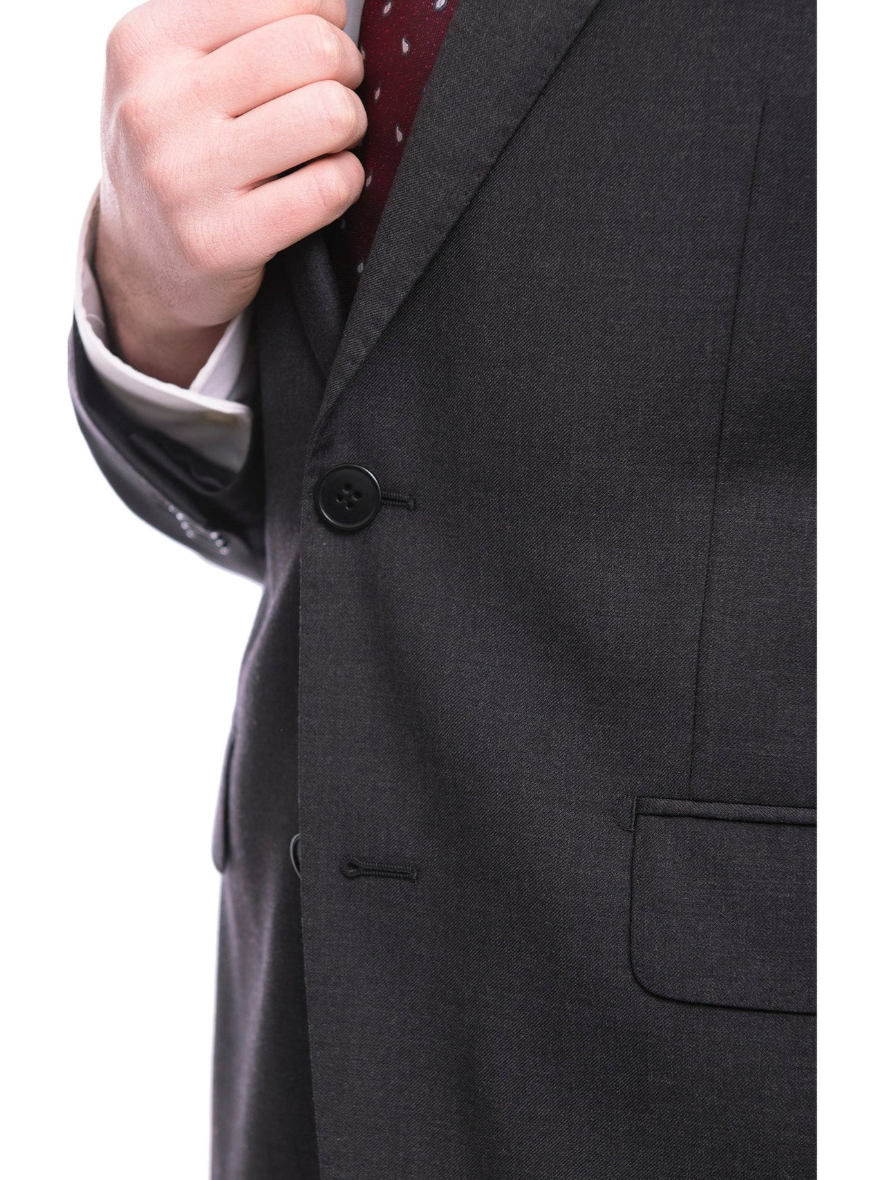 Blujacket Mens Solid Charcoal Gray Wool Cashmere Blend Regular Fit 2 Piece Suit