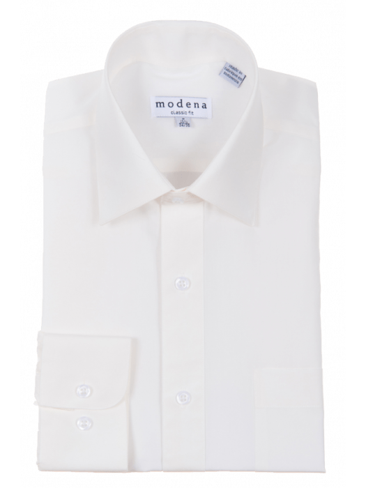 Men's Classic Fit Solid Egg Shell Spread Collar Cotton Dress Shirt