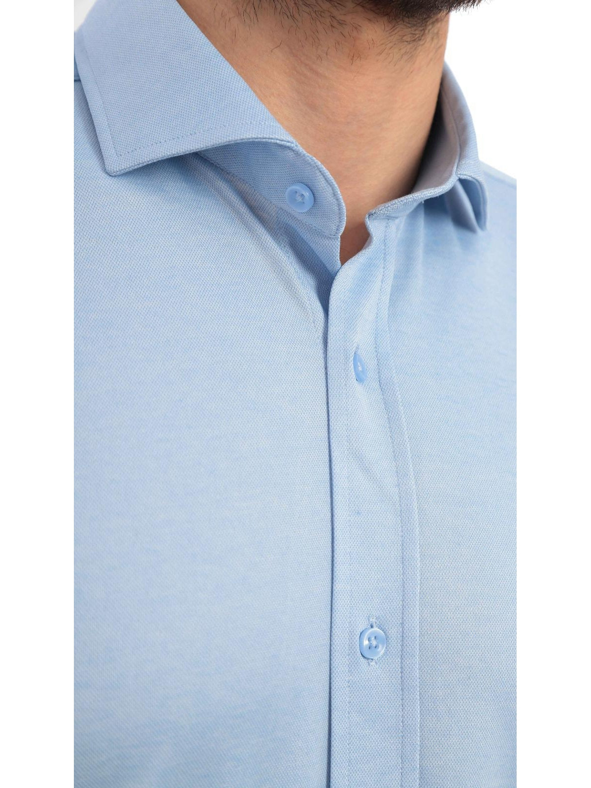 Enzo Liberti Mens Light Blue Modern Fit 100% Cotton Jersey Dress Shirt