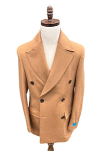 Thumbnail for Canuti By Steven Land Mens Brown Solid 100% Wool Double Breasted Overcoat