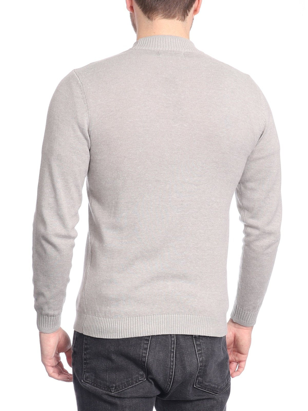 Arthur Black Arthur Black Solid Light Gray Pullover Cotton Blend Mock Neck Sweater Shirt