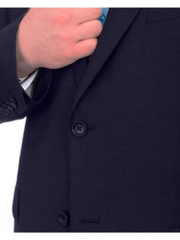 Thumbnail for Mens Mazara Portly Fit Solid Navy Blue Two Button Wool Suit