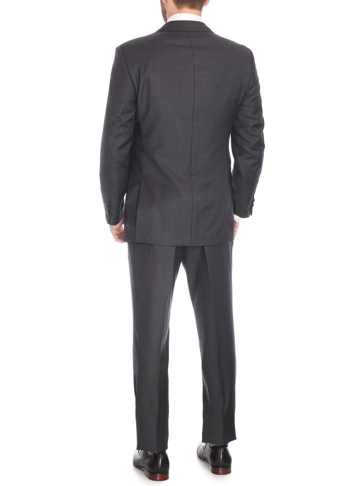 Blujacket Mens Charcoal Gray 100% Wool Regular Fit 2 Piece Suit