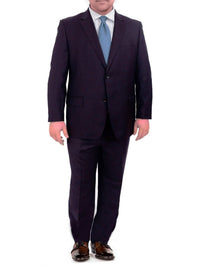 Thumbnail for Mens Mazara Portly Fit Solid Navy Blue Two Button Wool Suit