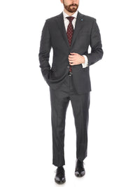 Thumbnail for Blujacket Mens Charcoal Gray 100% Wool Regular Fit 2 Piece Suit