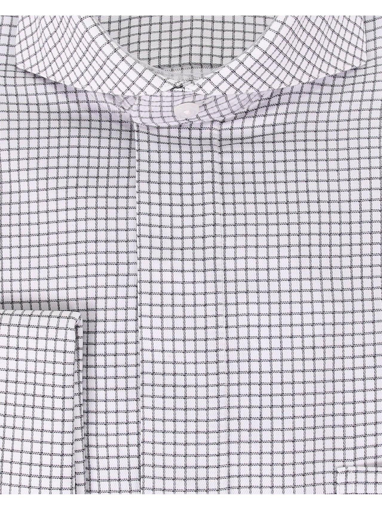 Brand M SHIRTS Mens Cotton Black Check Classic Fit Cutaway Collar Stretch Dress Shirt