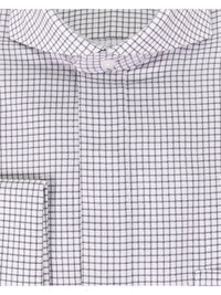 Thumbnail for Brand M SHIRTS Mens Cotton Black Check Classic Fit Cutaway Collar Stretch Dress Shirt