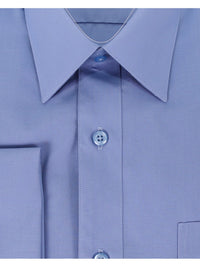 Thumbnail for Brand M SHIRTS Mens Solid Blue Regular Fit Spread Collar French Cuff Dress Shirt