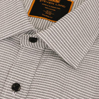 Thumbnail for Steven Land Mens Black Check 100% Cotton Spread Collar Dress Shirt