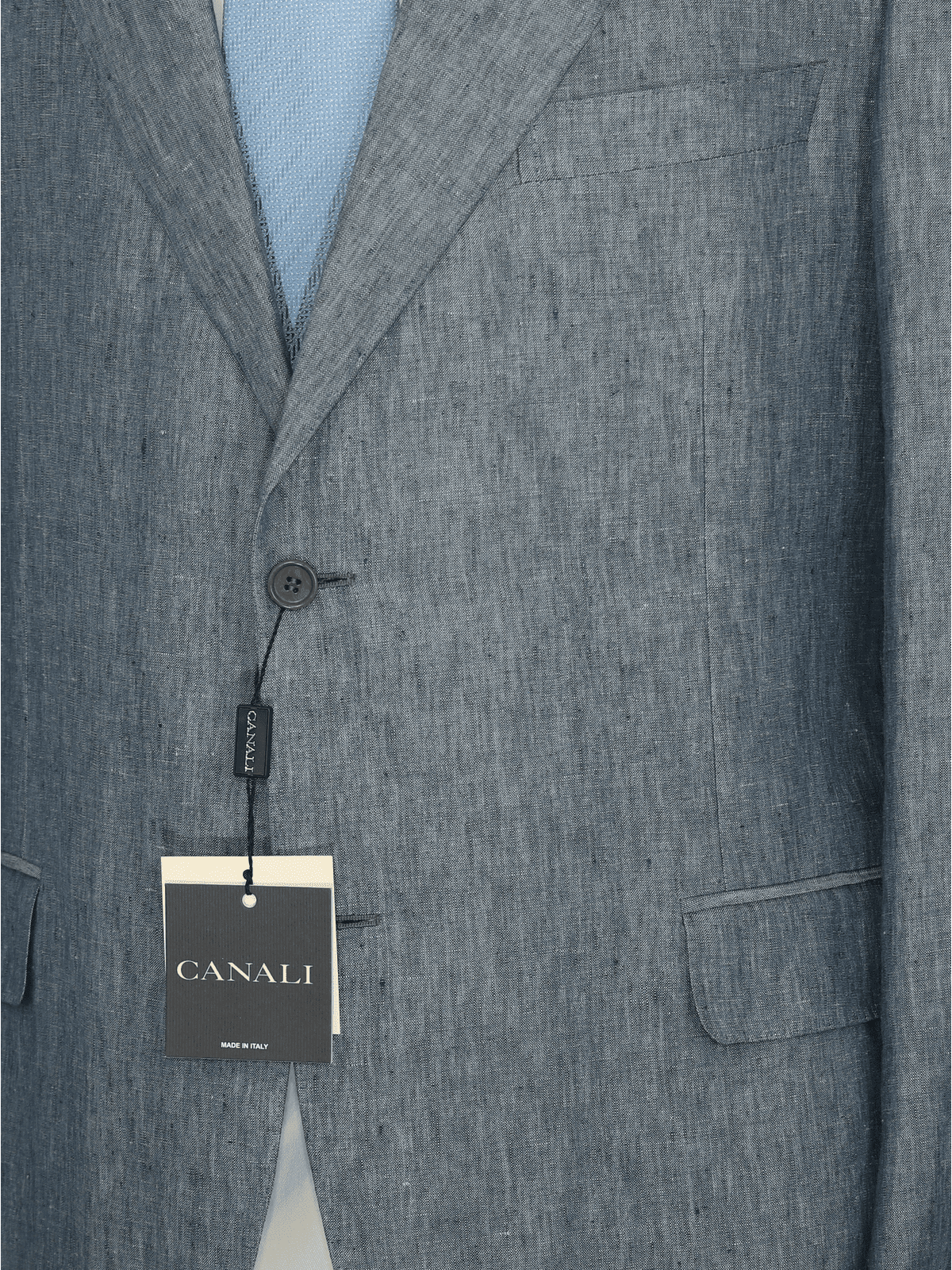 Canali SUITS Canali Mens 46r 58 Drop 6 Classic Fit Blue 2-button Half Lined 100% Linen Suit